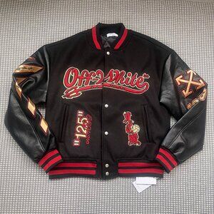 Off-White x A.C. Milan Logo-Appliquéd Varsity Jacket